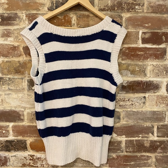 Navy and White V-neck Sweater Vest - Picture 2 of 2